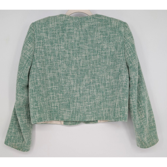 Zara Green Tweed Cropped Tailored Blazer Small Feminine Preppy Twee Classic - Picture 9 of 16